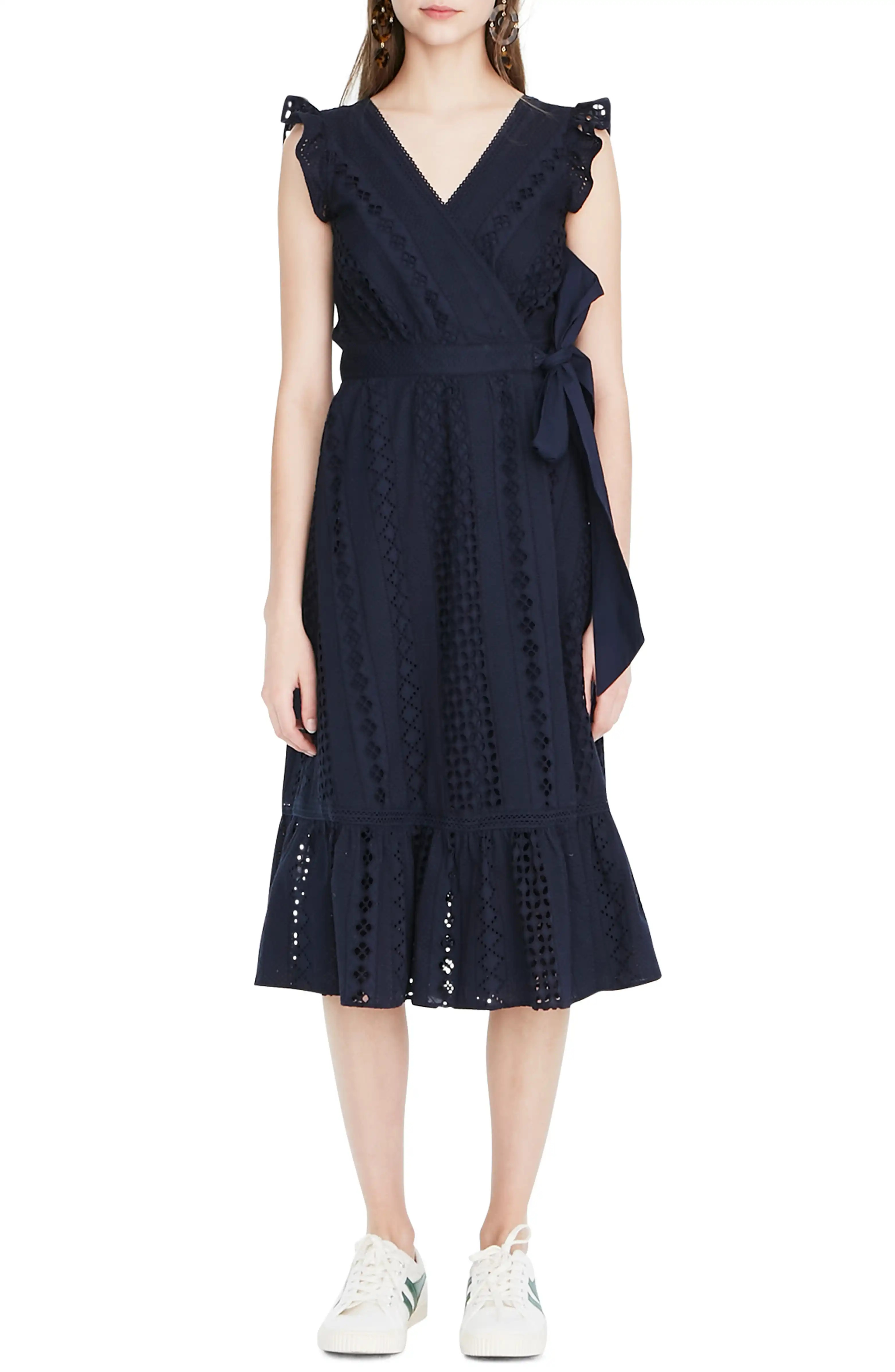 All Over Eyelet Wrap Midi Dress | Nordstrom