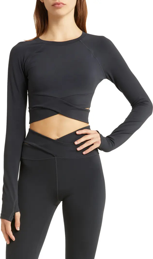 Perform Crossband Long Sleeve Crop Top | Nordstrom