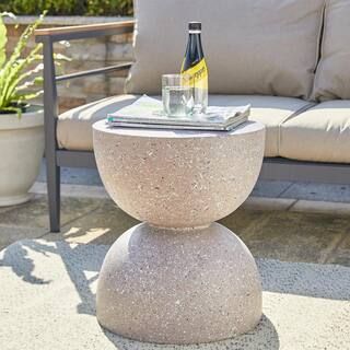 17.75 in. H Multi-Functional MGO Stone Pink Terrazzo Outdoor Side Table or Garden Stool or Plante... | The Home Depot