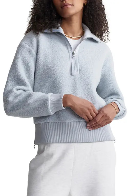 Varley Roselle Recycled Polyester Fleece Half Zip Pullover in Pearl Blue at Nordstrom, Size Small | Nordstrom