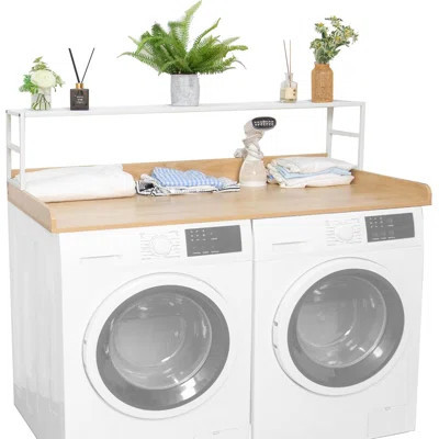 Washer And Dryer Countertop With Shelf, Laundry Countertop, 27.5 In. Deep X 54 In. Wide, Washer Dryer Topper With Edge Rails, Fits Most Standard Washe | Wayfair North America