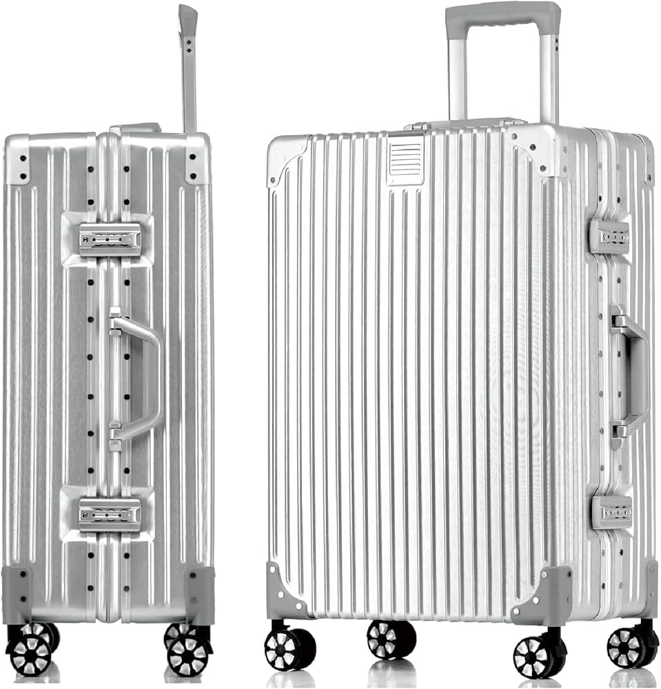 Aoliwei Aluminium Frame Suitcase XL (73 cm) - Robust 100% PC Hard Shell Trolley in Metal Look, 78... | Amazon (DE)