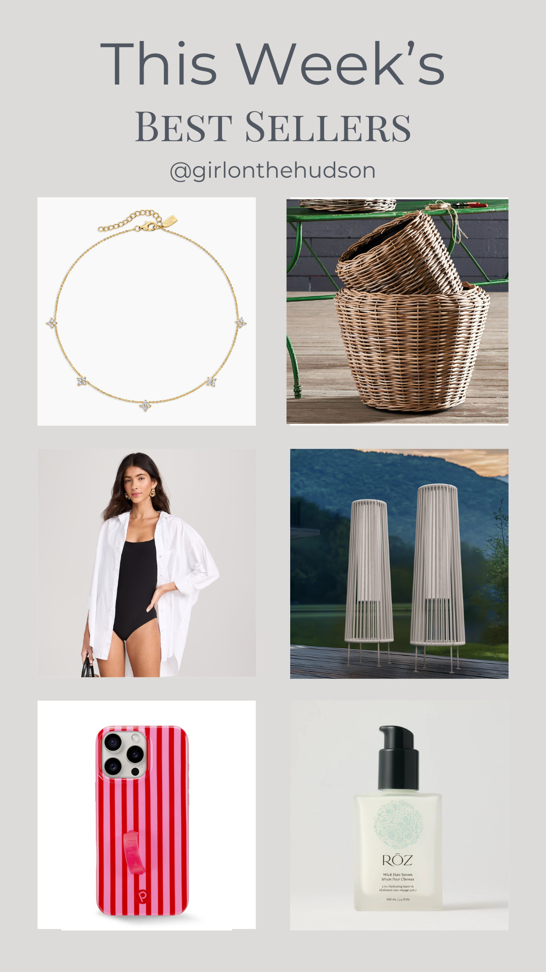 Your favorites this week! The best sculpting bathing suit, my phone case (so cute for summer!), the best hair product you'll ever buy, pretty woven planters, outdoor solar lights that look so cool and my everyday necklace (perfect for layering)

#LTKootd #LTKHome #LTKBeauty