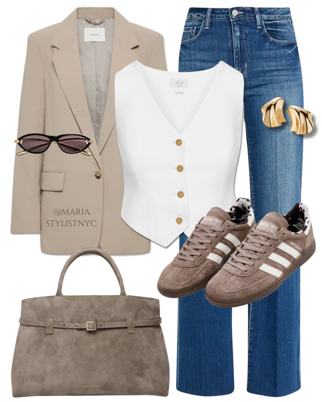 Blazer + Jeans + Suede Tote + Sneakers 👟 Fall Outfit 🍂✨