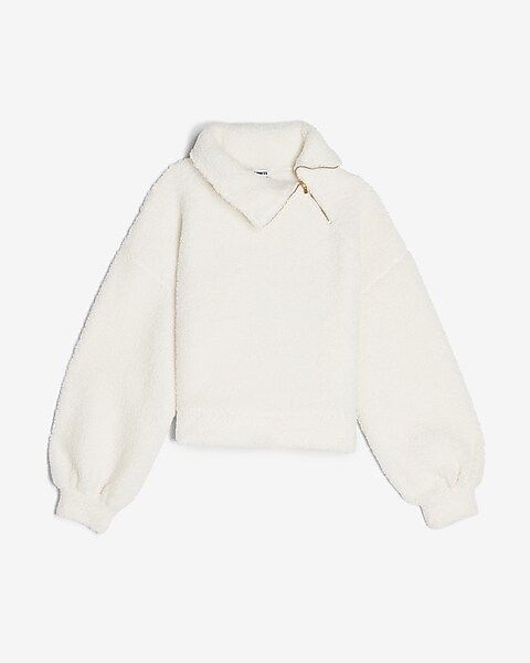 Cozy Asymmetrical Zip Sherpa Sweatshirt | Express