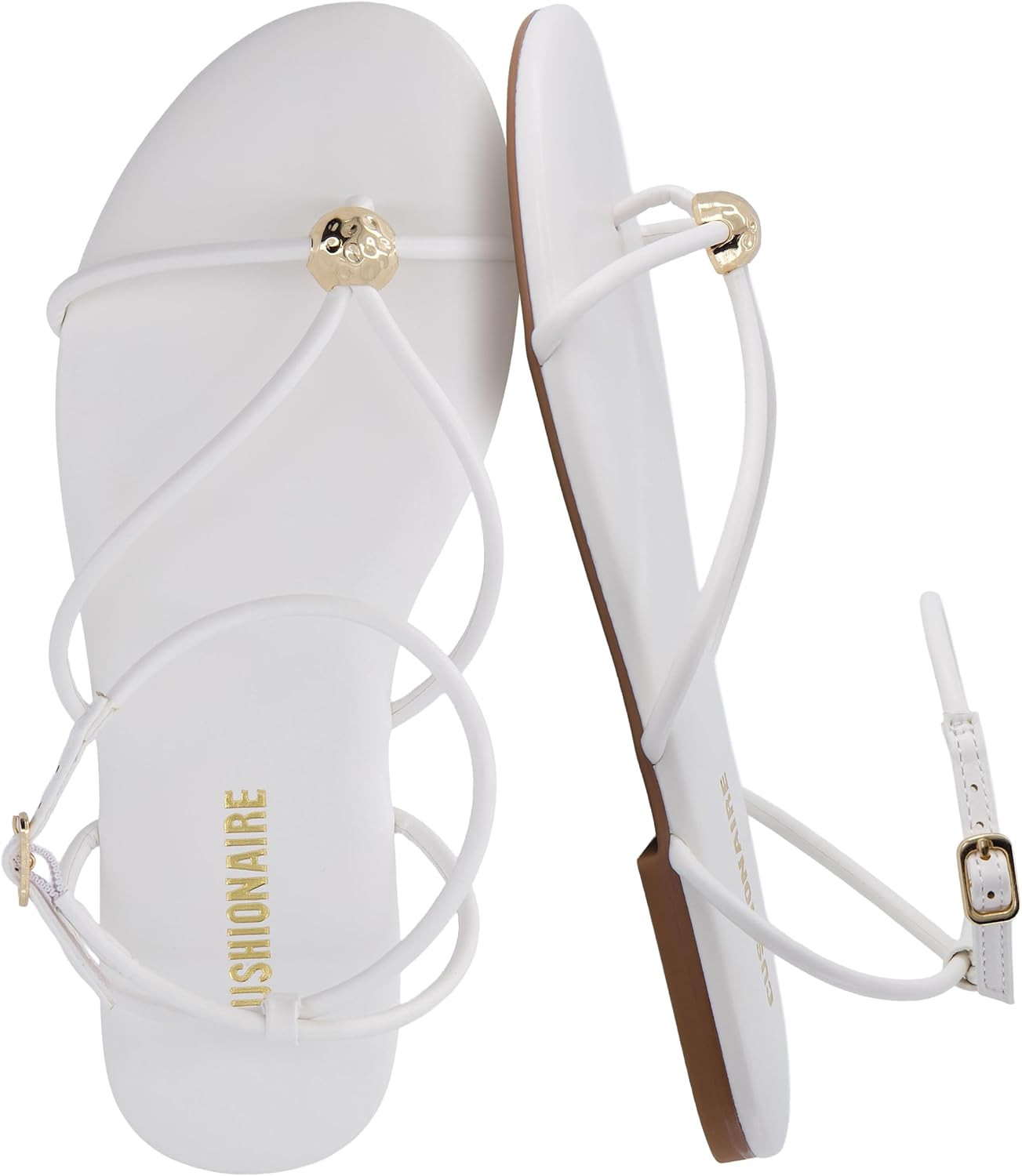 CUSHIONAIRE Tory Strappy Flat Sandals for Women, Toe Ring Sandals with Adjustable Buckle Ankle Strap, Wrap Style | Amazon (US)