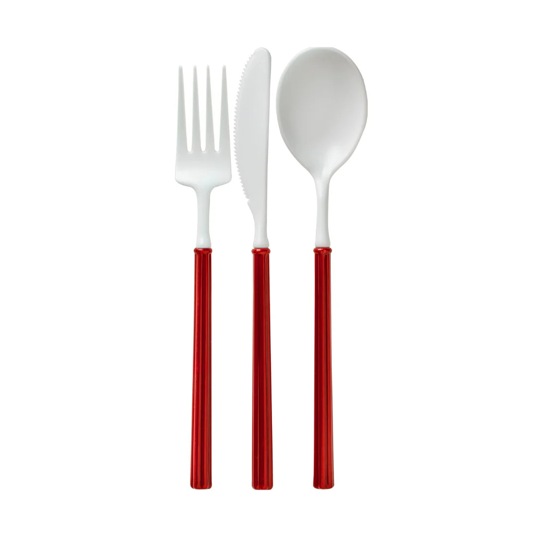 Red And White 24pc Villa Assorted Cutlery Set | Ellie and Piper