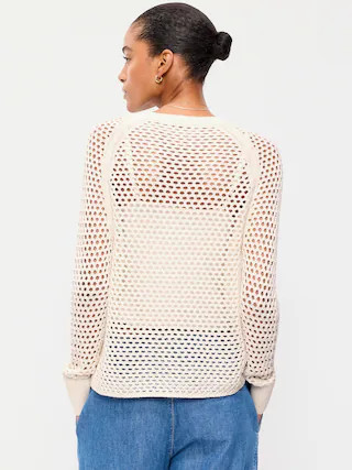 Seaside Cotton Open-Knit Raglan Sweater | Old Navy (CA)