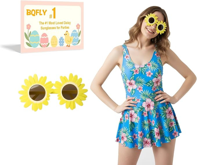 Sunflower Glasses Daisy Sunglasses Toddler Cartoon Flower Sunglasses Secure Fit for Kids Women Co... | Amazon (US)