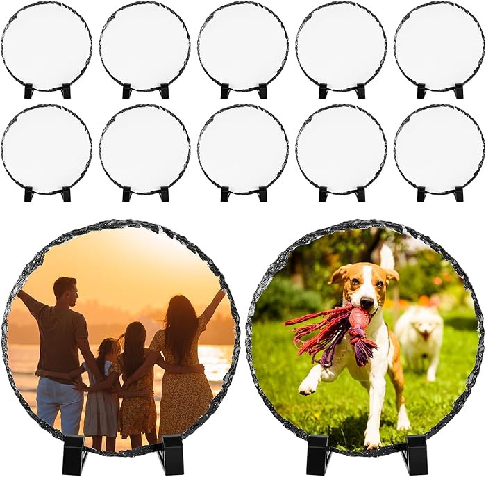 Noveread 10 Pcs Sublimation Slate Blanks 5.9" Round Sublimation Slate with Display Stand Heat Tra... | Amazon (US)