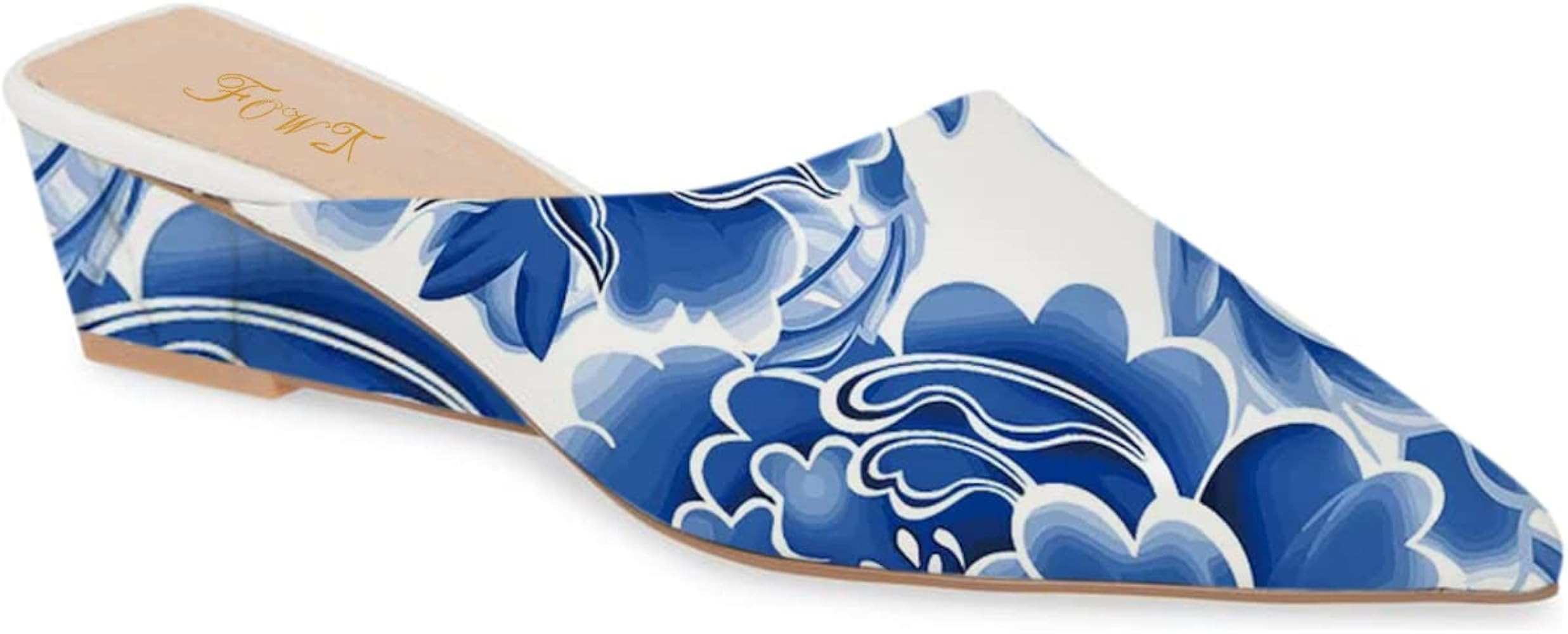 Amazon.com | FOWT Chic S-Shaped Two-Toned Closed Toe Lotus Pattern Mules Heels for Women Elegant ... | Amazon (US)