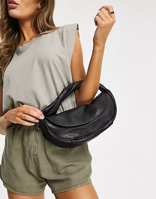 Mango twist handle shoulder bag in black | ASOS (Global)