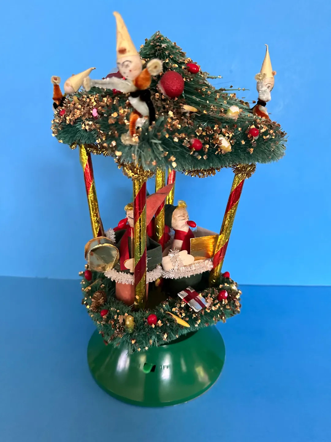 Vintage Christmas Musical Pixie Elves Merry Go Round Japan Spun Knee Huggers Plays Jingle Bells -... | Etsy (US)