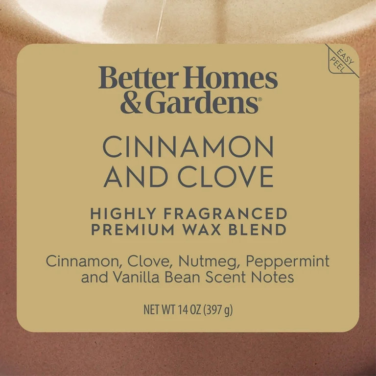 Better Homes & Gardens 2-Wick Bronze Glass Jar Candle with Gold Lid, Cinnamon & Clove, 14oz. | Walmart (US)