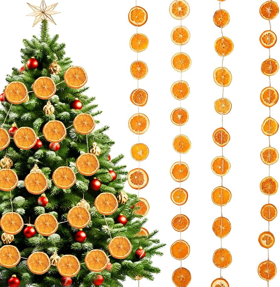 Christmas Decorations, 6.6 FT Rustic Dried Orange Slice Garland for Mantle | Amazon (US)
