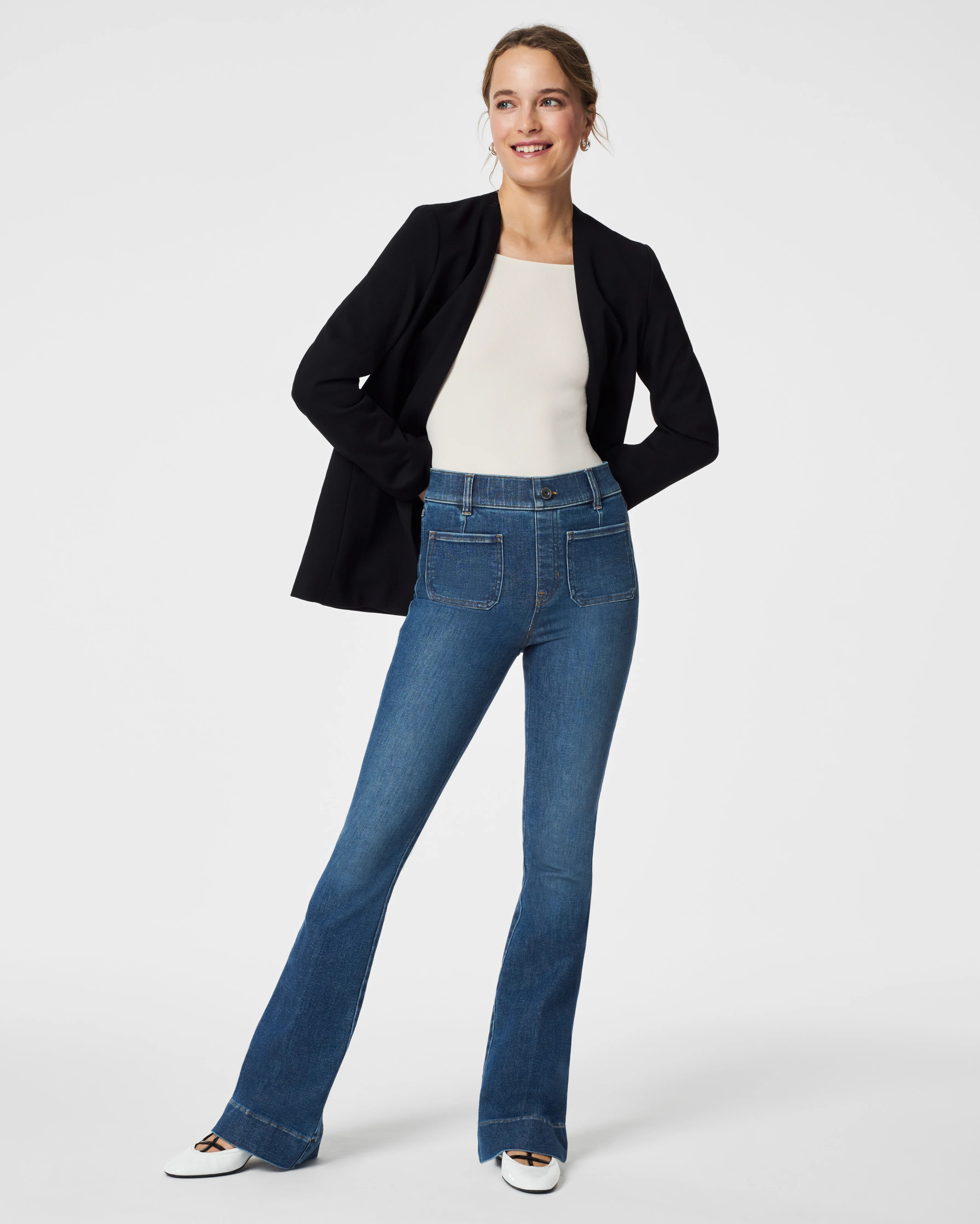 Spanx Women's SPANXshape EveryWear Flare Jeans with Patch Pockets | Spanx