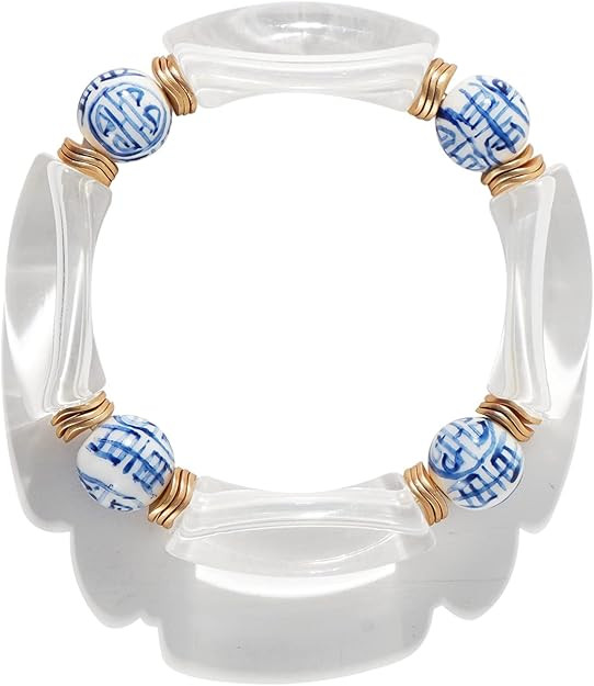 Bamboo Tube Bangle Bracelets for Women Stacking Chunky Colorful Acrylic Beads Stretch Bracelets F... | Amazon (US)