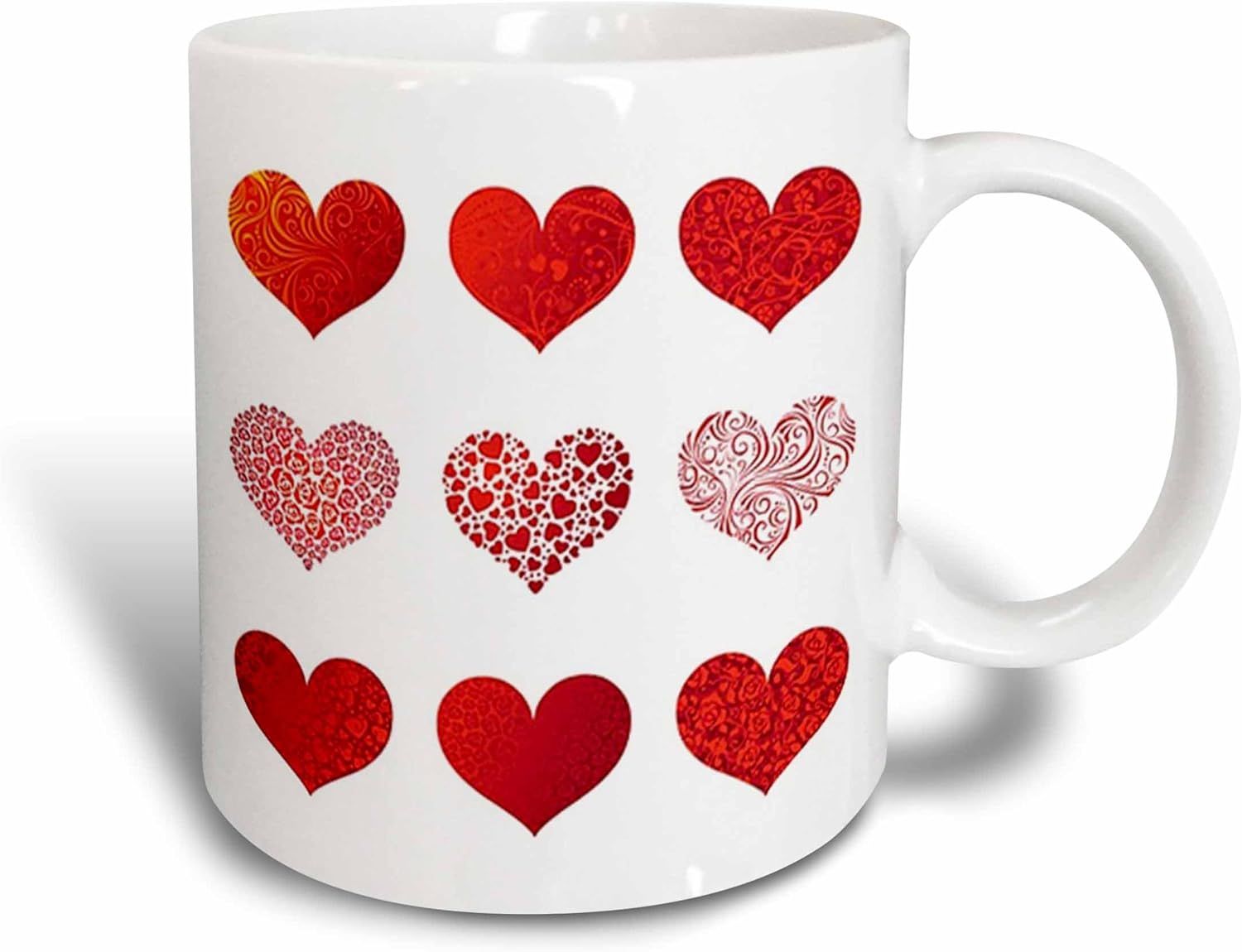 3dRose Valentine 9 Red Hearts Ceramic Mug, 11-Ounce | Amazon (US)
