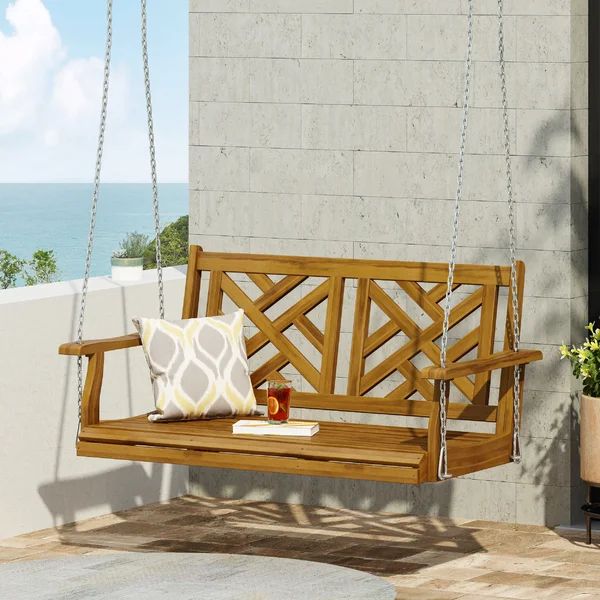 Welby 2 Person Acacia Solid Wood Porch Swing | Wayfair North America