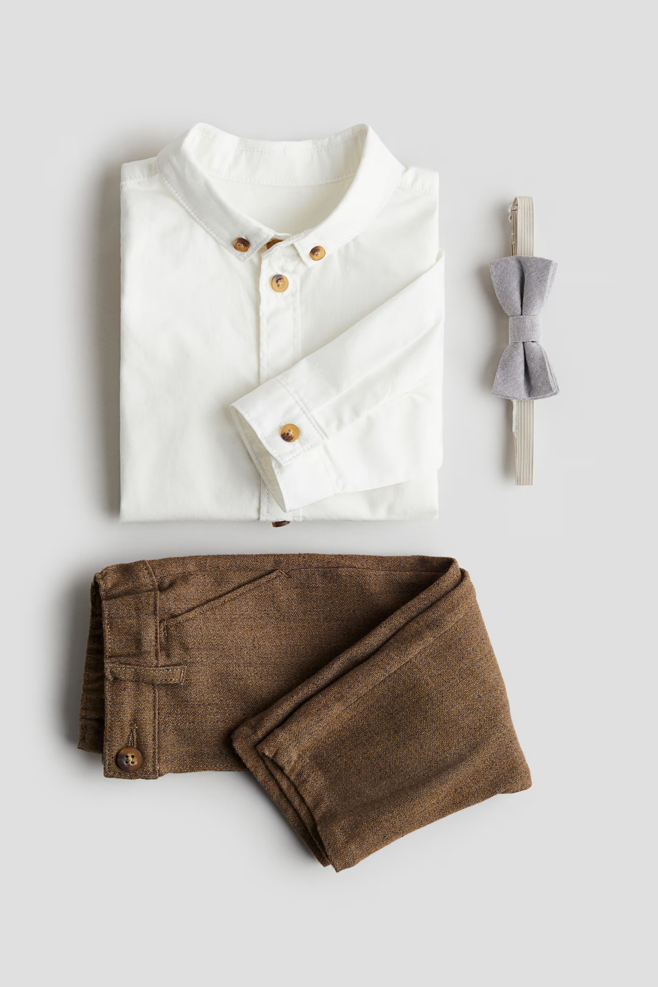 3-piece Dressy Set - Brown/white - Kids | H&M US | H&M (US + CA)