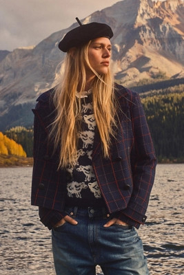 @merricksart x Maeve Plaid Crop Blazer | Anthropologie (US)