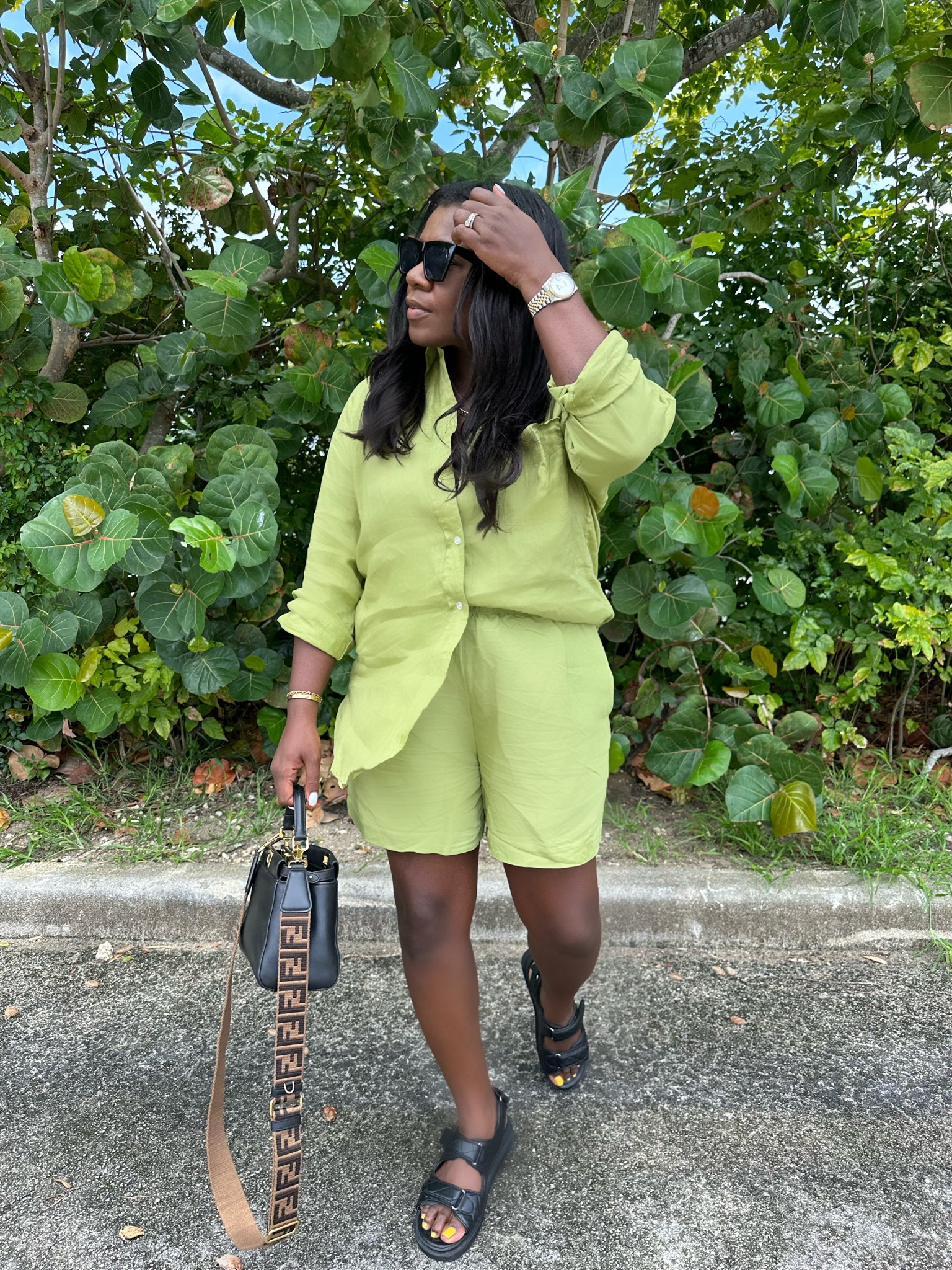 Olive green sandals outfit sale