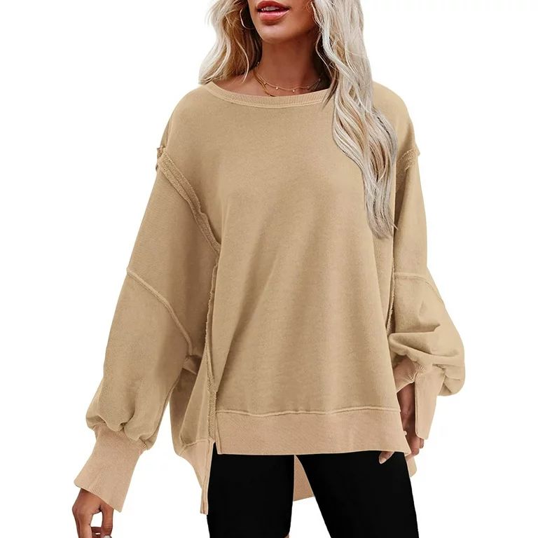 Dokotoo Ladies Oversized Sweatshirts Crewneck Fall Drop Shoulder Loose Jumper Sweatshirts Fashion... | Walmart (US)