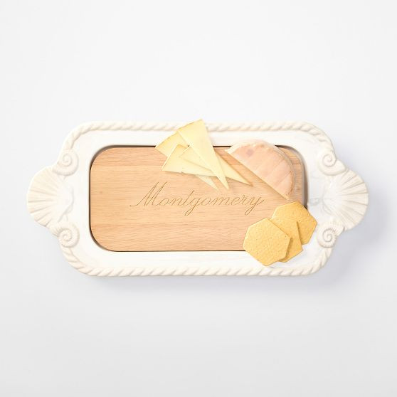 Seashell Ceramic and Wood Cheese Board | Mark and Graham