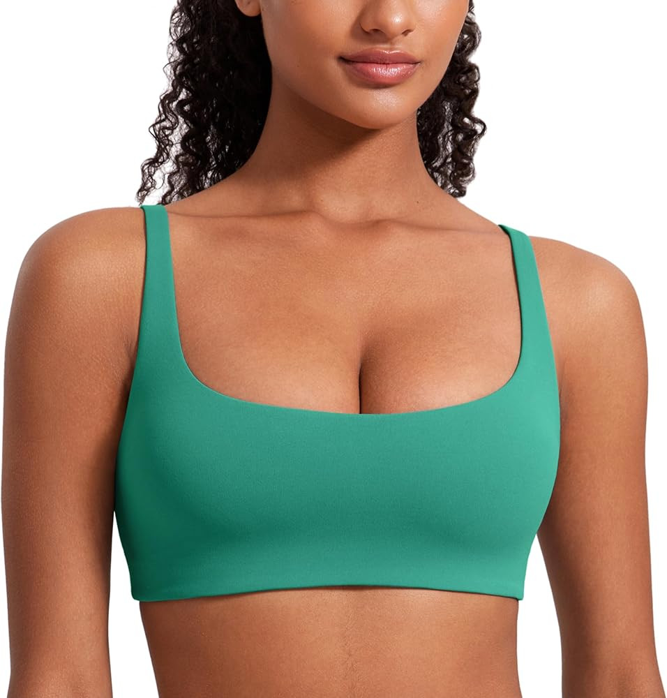 CRZ YOGA Butterluxe Spaghetti Strap Sports Bras for Women - Square Neck Yoga Wireless Low Coverag... | Amazon (US)