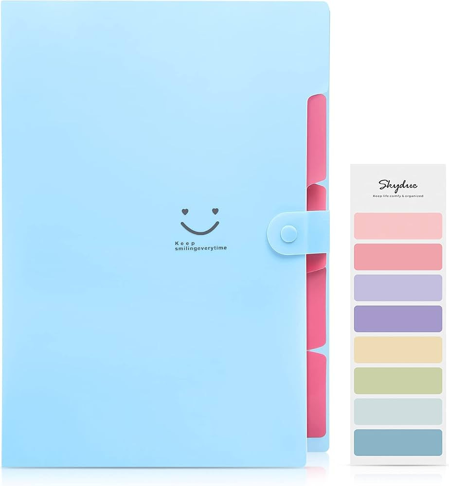 SKYDUE Expanding File Folder 5 Pockets ,Letter A4 Paper Accordion Document Organizer (Blue) | Amazon (US)