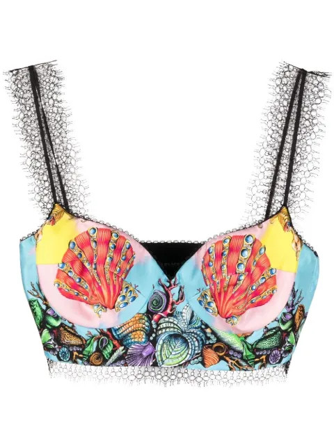 Trésor de la Mer-print silk bralette top | Farfetch (US)