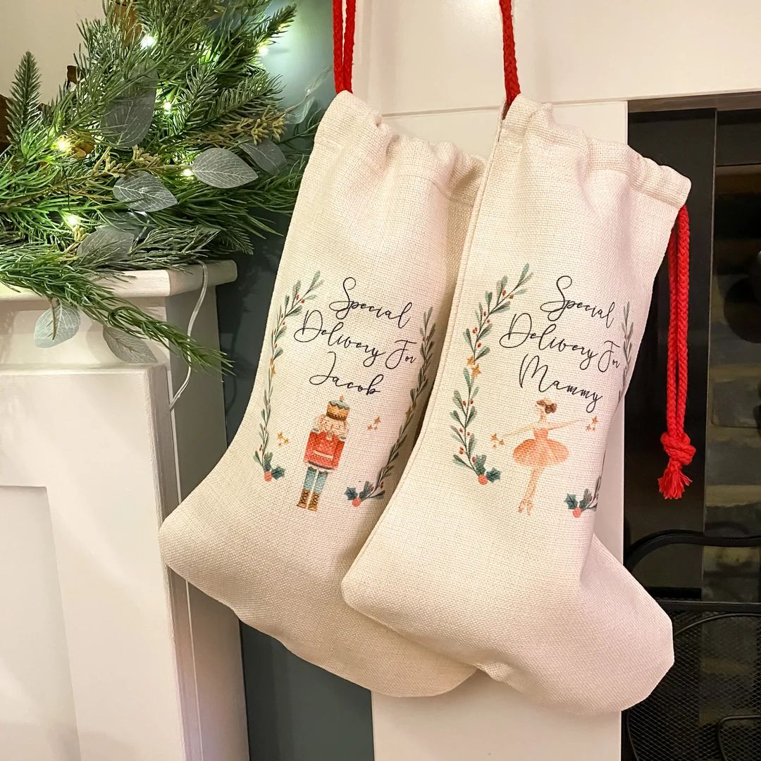 Personalised Christmas Stocking Santa Sack Nutcracker Sugar - Etsy | Etsy (US)