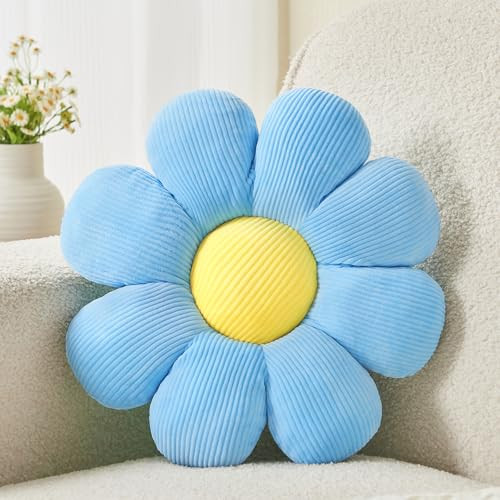 Mepherl Flower Pillow,Daisy Pillow Flower Shaped Throw Pillow,Cute Pillows Flower Cushion,Flower Floor Pillow Seating Cushion for Bedroom,Sofa,Couch(15.7",Blue) | Amazon (US)