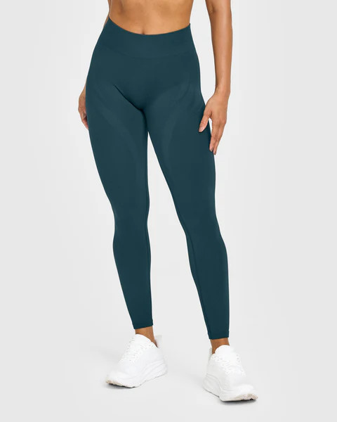 EnhanceLift™ Seamless Leggings with White Logo 
 Washed Oil Blue | Oner Active (UK / US)