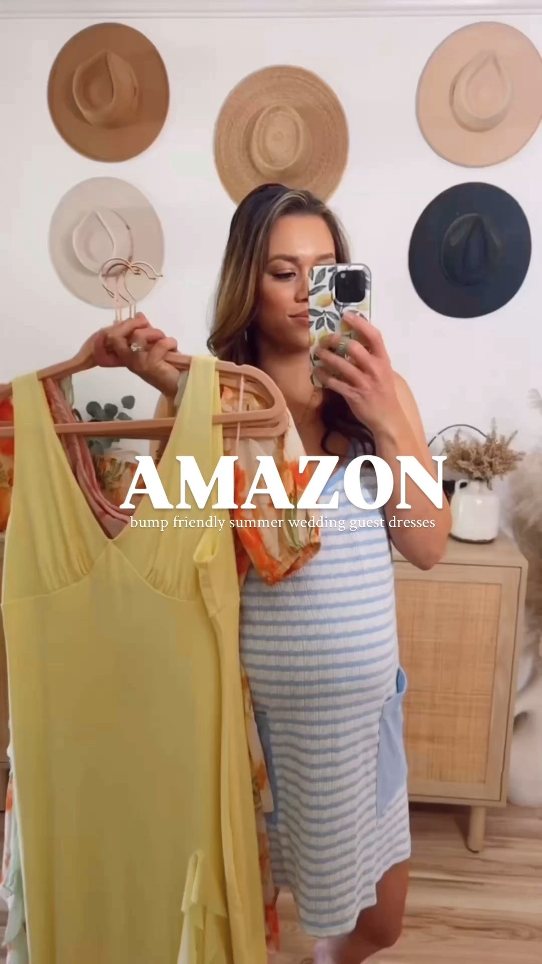 Amazon bump friendly summer wedding guest dress options! Wearing a size Large in all except the orange printed smocked ruffle dress (size medium). 

33 weeks pregnant 
Maxi dress 
Maternity 


#LTKBump #LTKSeasonal #LTKFindsUnder50