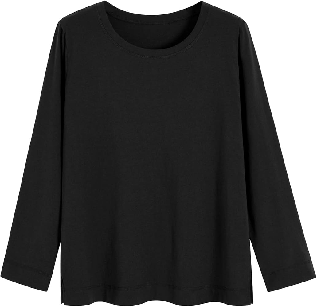 Latuza Women's Soft Cotton Long Sleeves Pajama Top Sleep T-Shirt | Amazon (US)