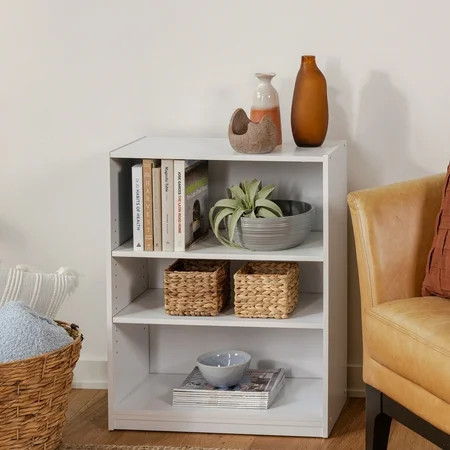 Mainstays 3-Shelf Bookcase with Adjustable Shelves, White | Walmart (US)