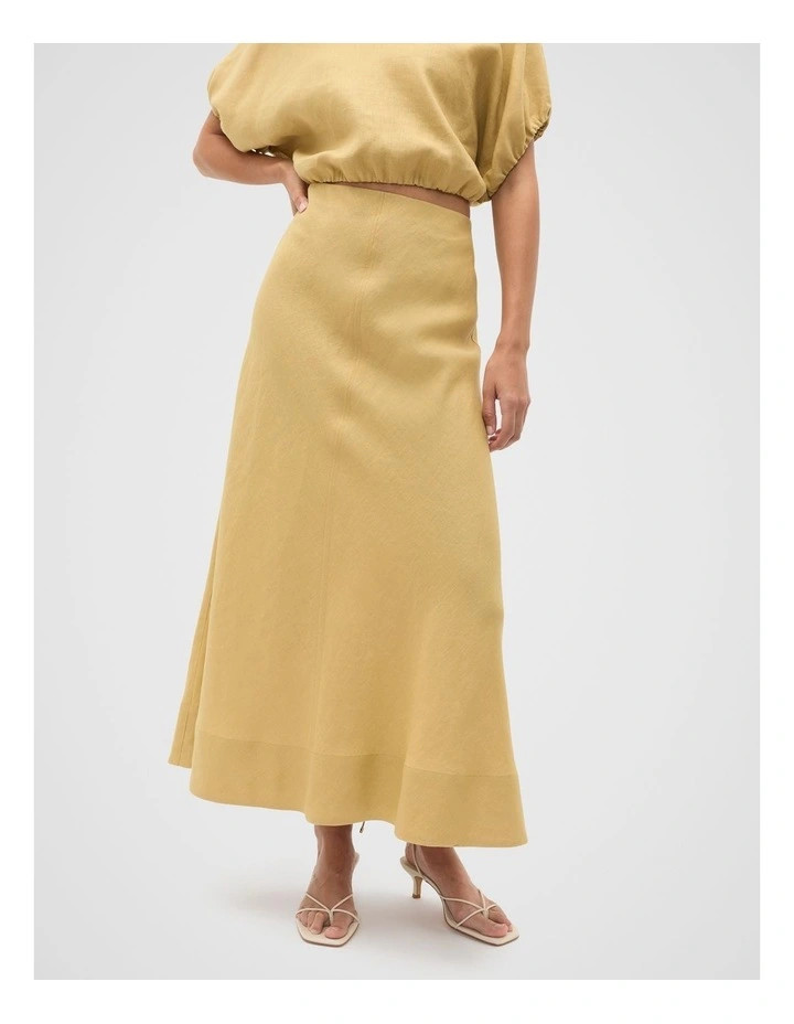 Core Linen Seam Front Skirt in Honey | Myer