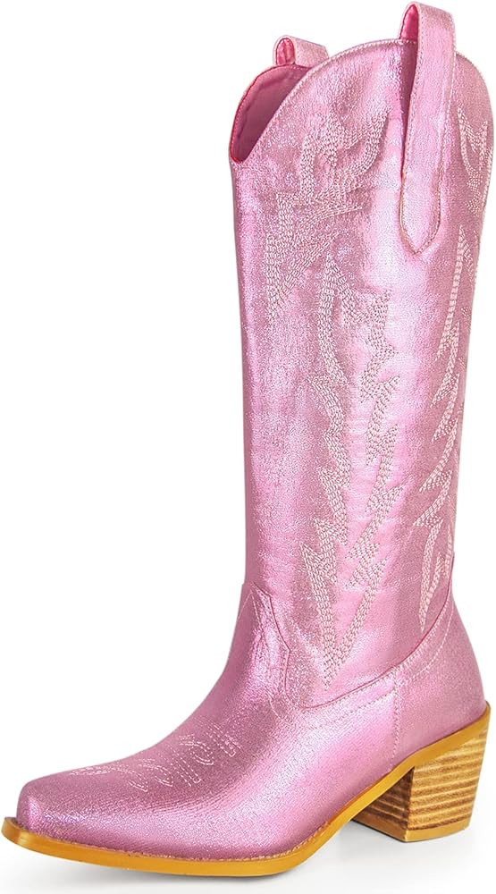 Amazon.com | MUCCCUTE Women's Cowboy Boots Sparkly Cowgirl Boots Mid Calf Party Boots Embroidery ... | Amazon (US)