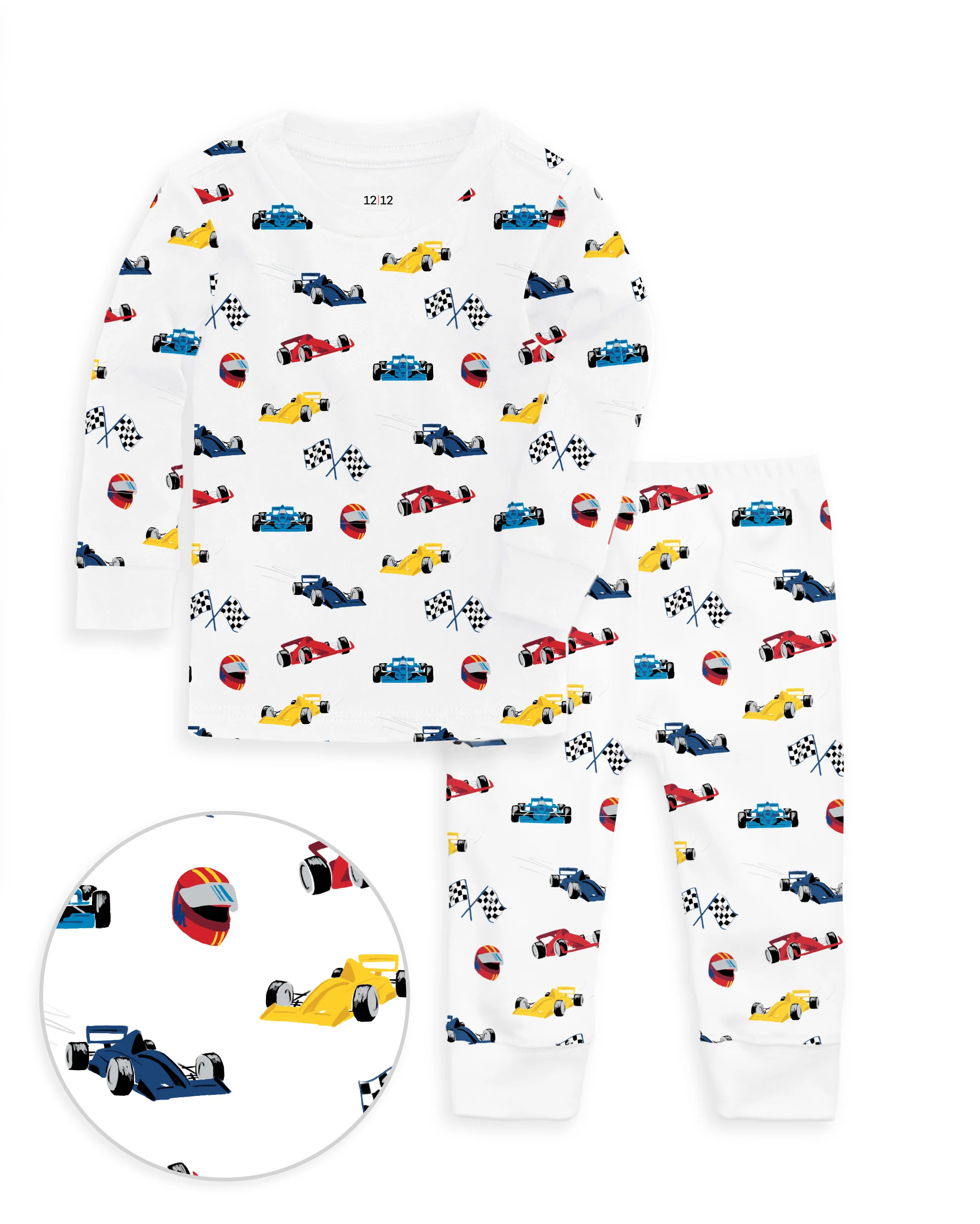 The Organic Long Sleeve Pajama Set [Race Cars] | 1212
