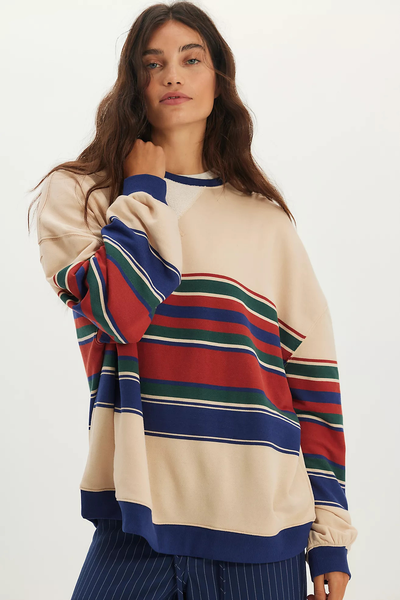 Classic Striped Oversized Crewneck | Free People (Global - UK&FR Excluded)