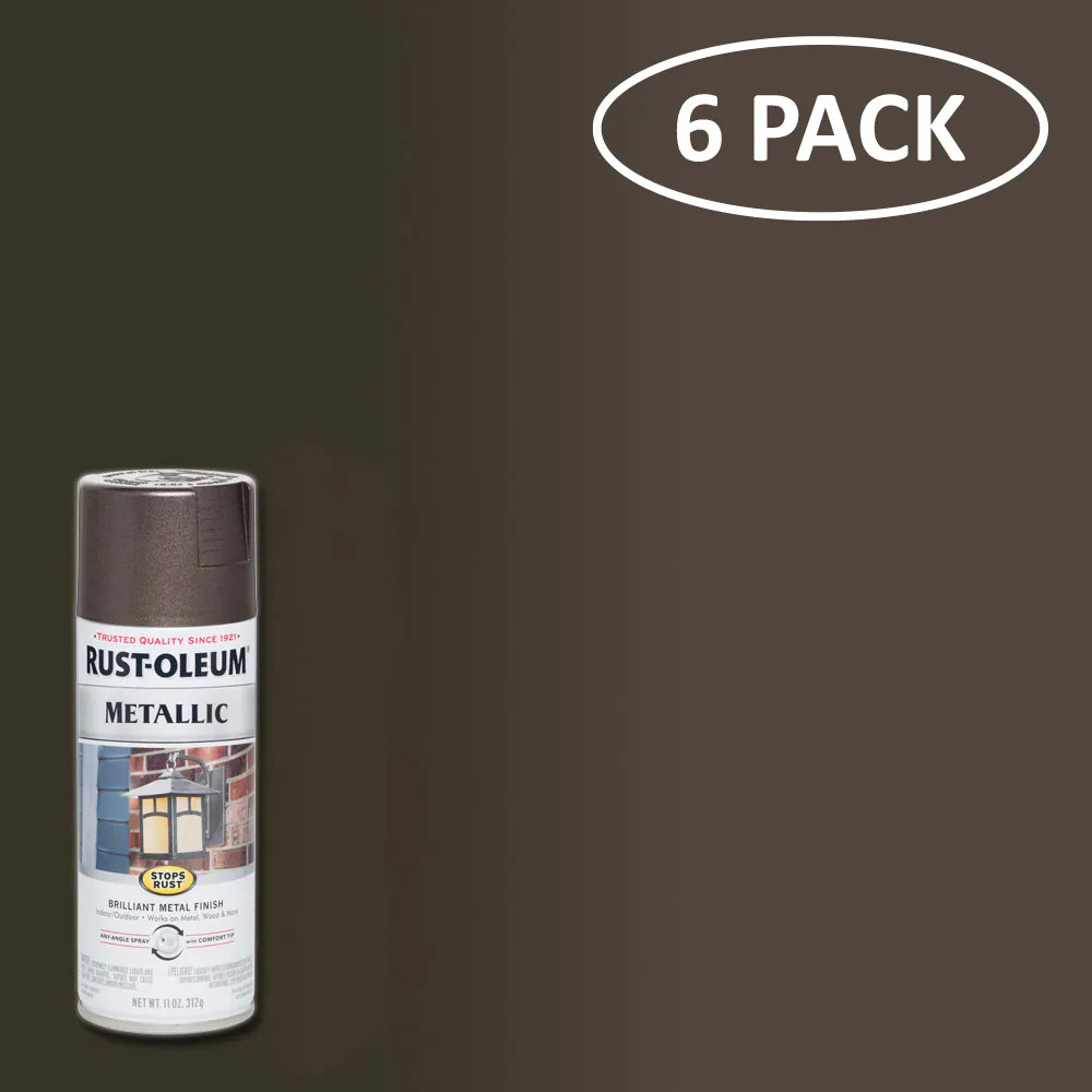 Rust-Oleum Stops Rust Metallic Satin Dark Bronze Metallic Oil-based Spray paint ( NET WT. 11-oz ) 6 -Pack in Brown | 7272830SOS | Lowe's