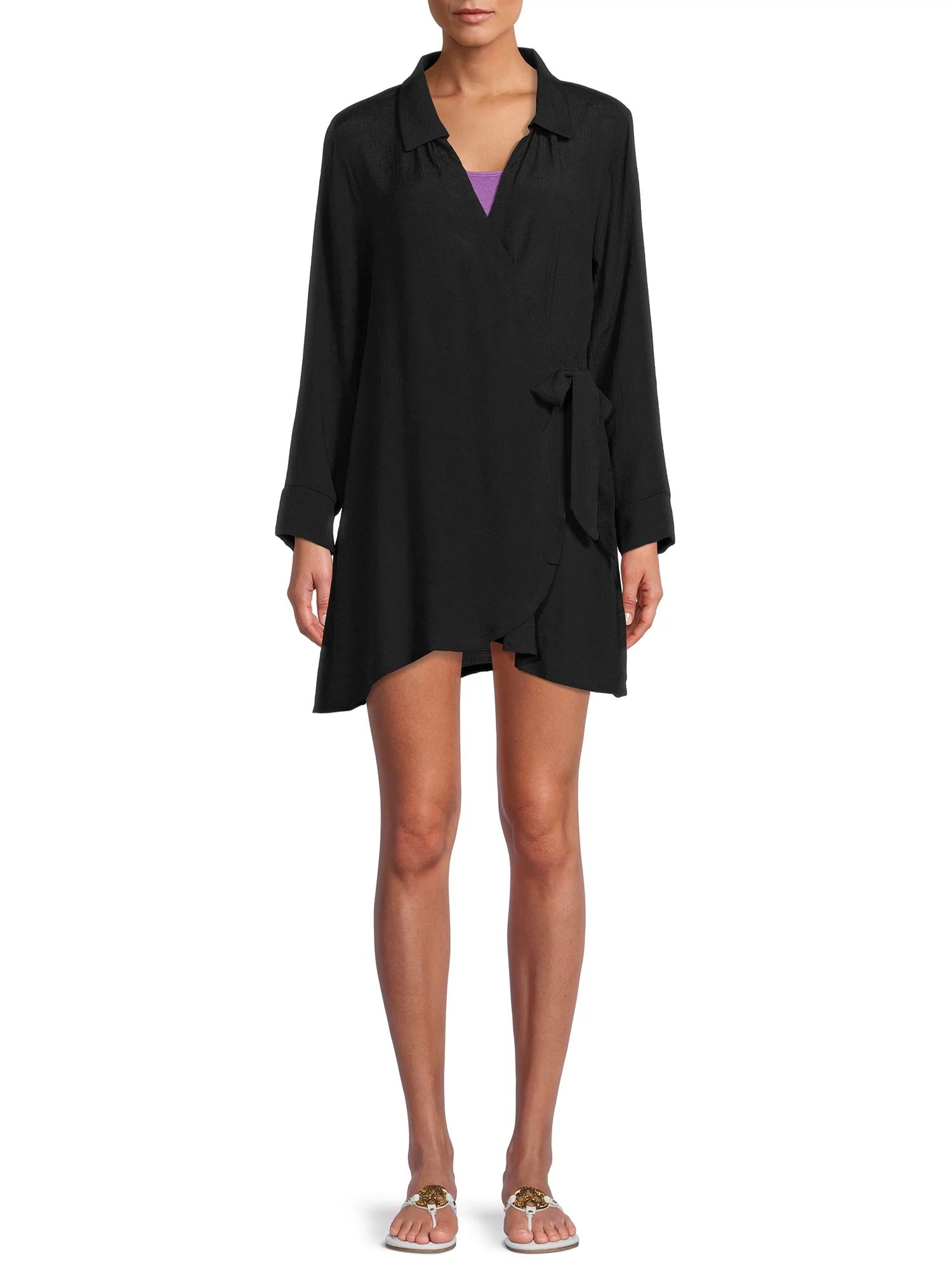 Time and Tru Women's and Women's Plus Wrap Cover-Up - Walmart.com | Walmart (US)