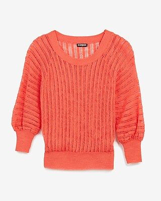 Open Stitch Balloon Sleeve Sweater | Express