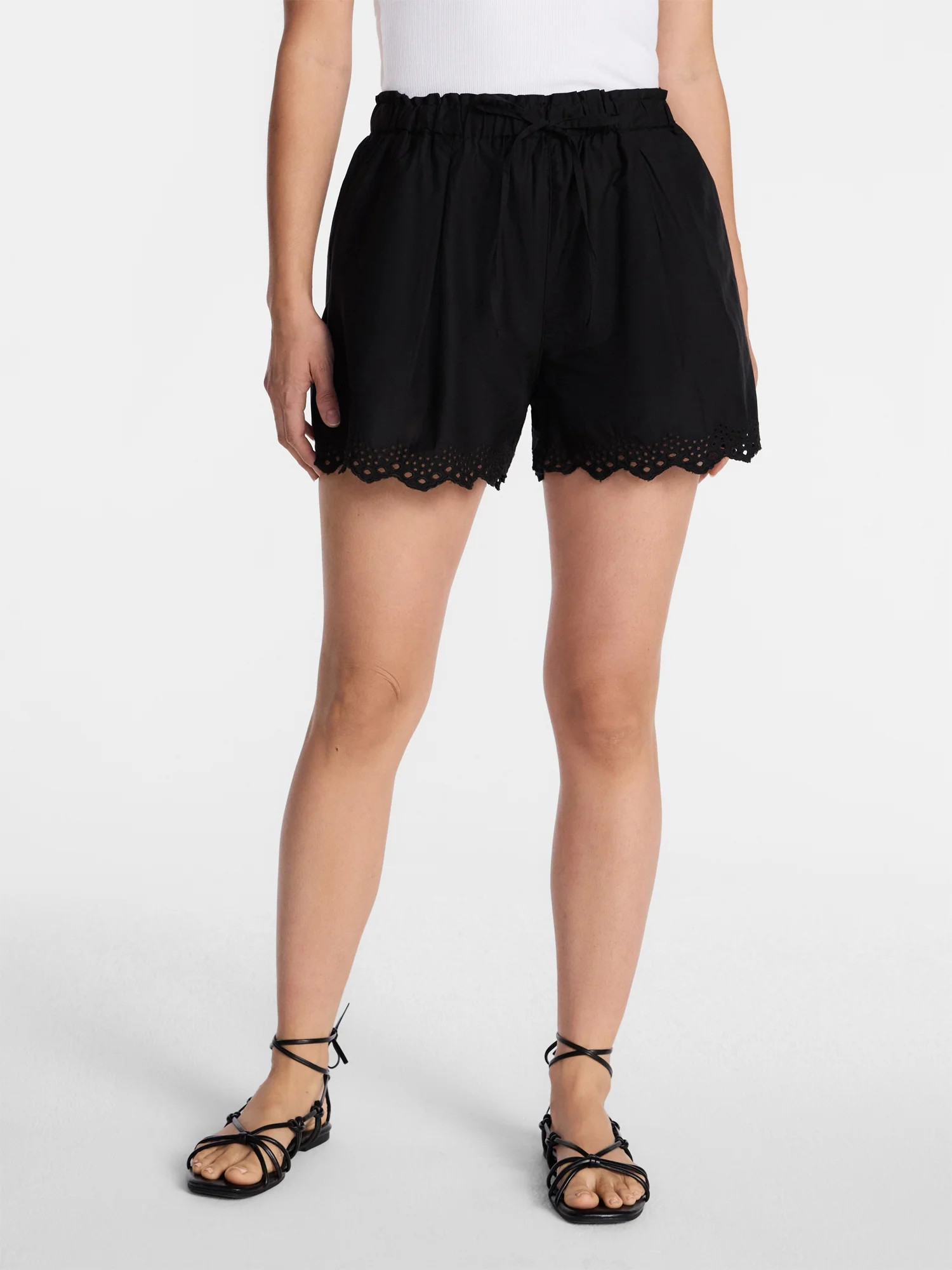 Time and Tru Women's Eyelet Trim Shorts, Sizes XS-XXXL - Walmart.com | Walmart (US)
