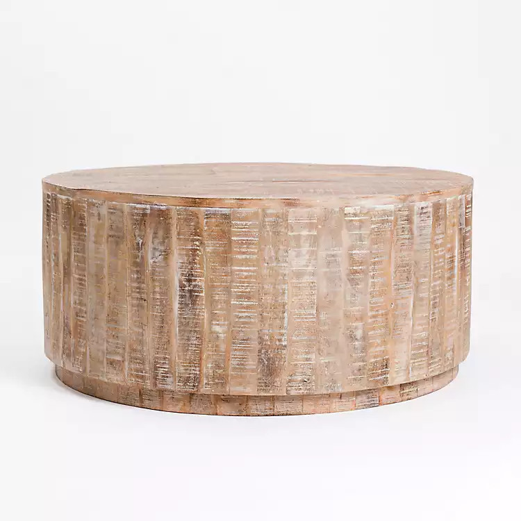 Sawmark Round Drum Coffee Table | Kirklands