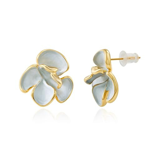 Cicy Bell Flower Earrings for Women 14k Gold Plated Boho Petal Statement Stud Earrings Trendy Jewelry Gifts | Amazon (US)