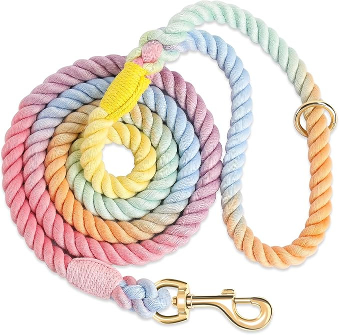 Dog Leash 5 FT Handmade Braided Cotton Rope Leashes for Small Medium and Large Dogs, New Golden H... | Amazon (US)