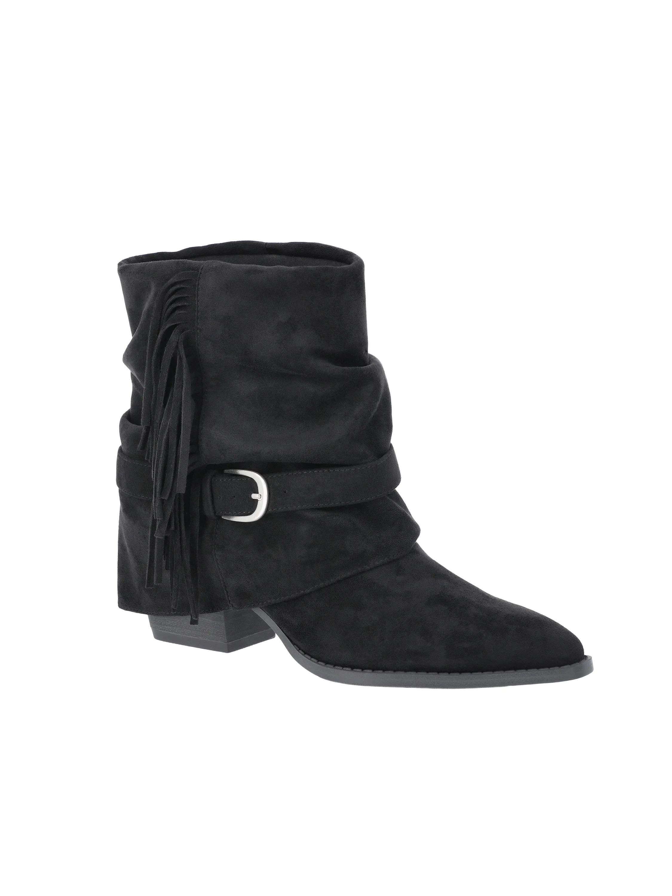 Time and Tru Women's Foldover Slouch Boots with Fringe | Walmart (US)