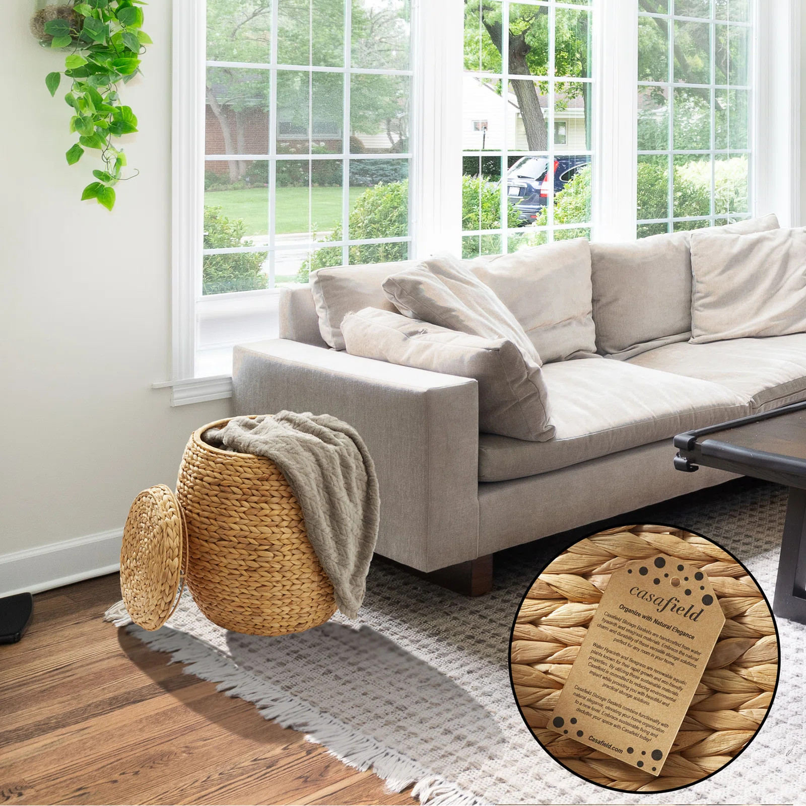 Casafield Round Water Hyacinth Storage Basket/Hamper with Lid & Reviews | Wayfair | Wayfair North America